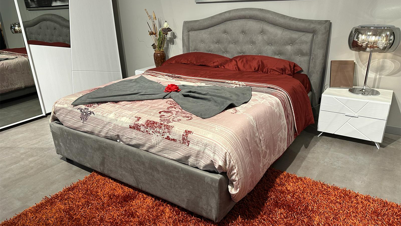 Letto matrimoniale con contenitore in econabuk