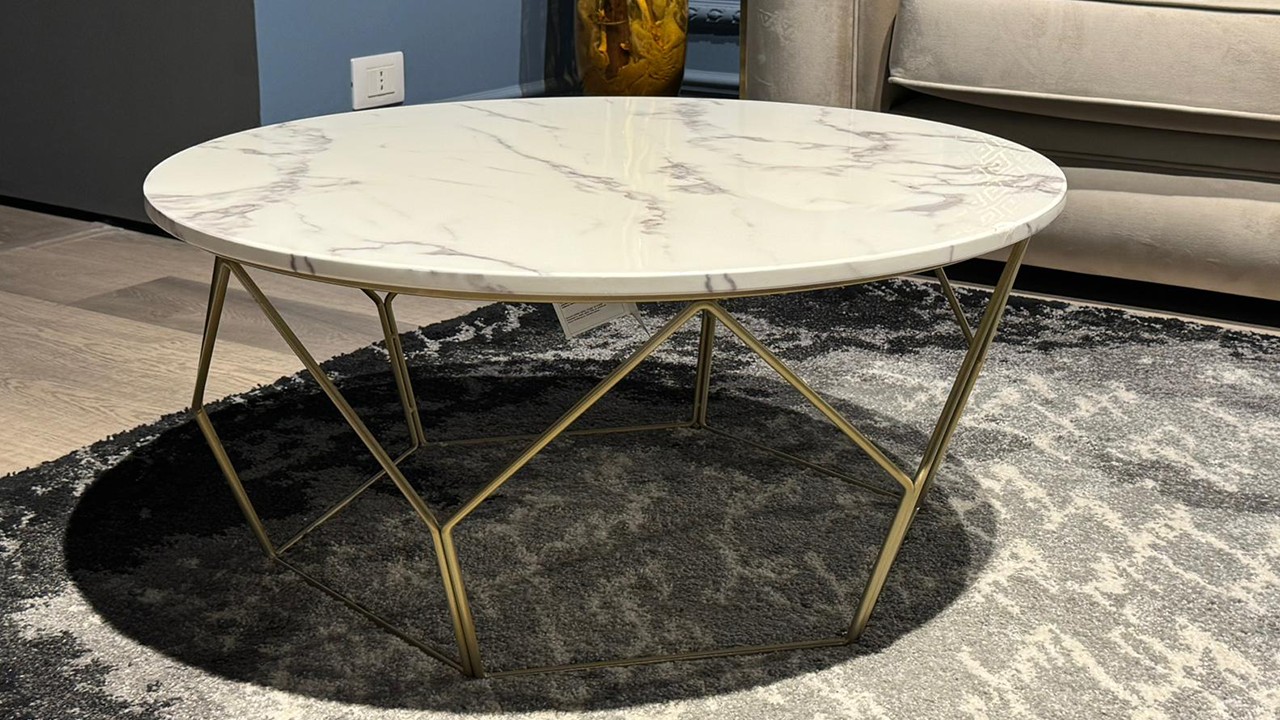 Tavolino tondo con piano in marmo